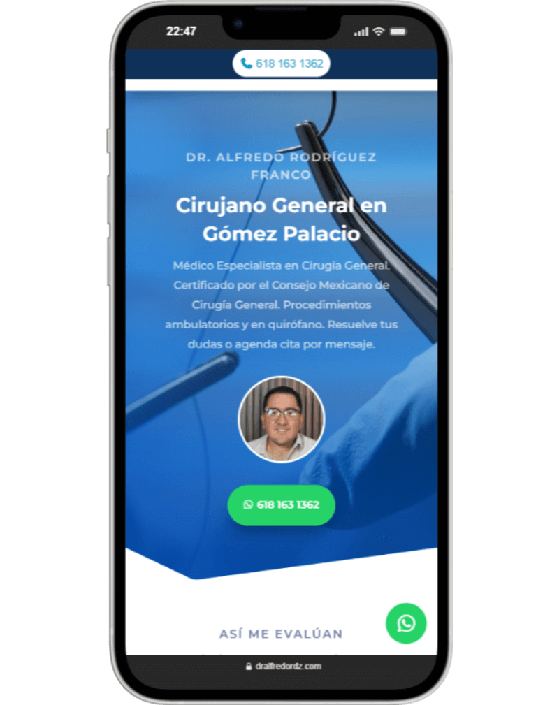 Caso de Éxito Medketing - Dr. Alfredo Rodríguez - Cirujano General en Gómez Palacio